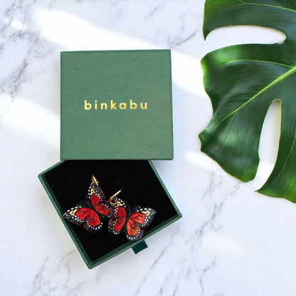 The Monarch - 3D Butterfly Hoop Earrings - Handmade Acrylic Jewellery