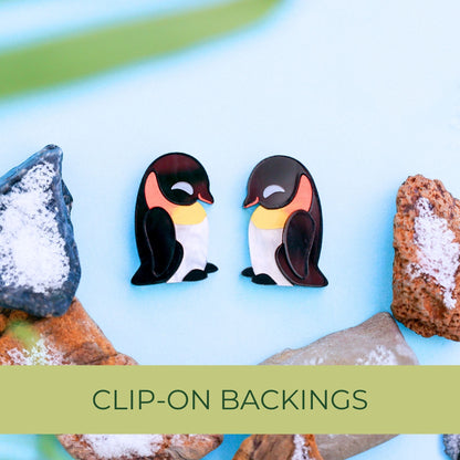BINKABU Emperor Penguin Studs handmade acrylic bird earrings