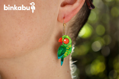 Scaly-Breasted Lorikeet Studs - Statement Bird Earrings