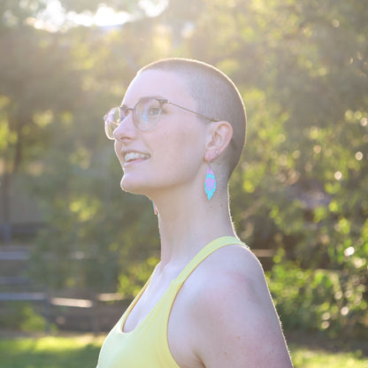 BINKABU Funky Feathers - Grape handmade acrylic bird earrings