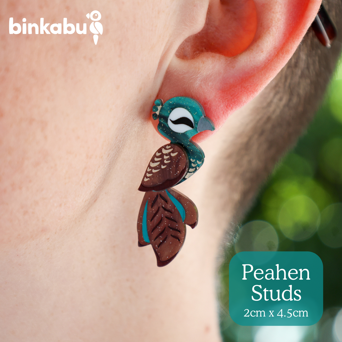 Peahen Studs - Statement Bird Earrings