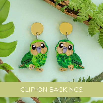 Kākāpō Earrings - New Zealand Birds
