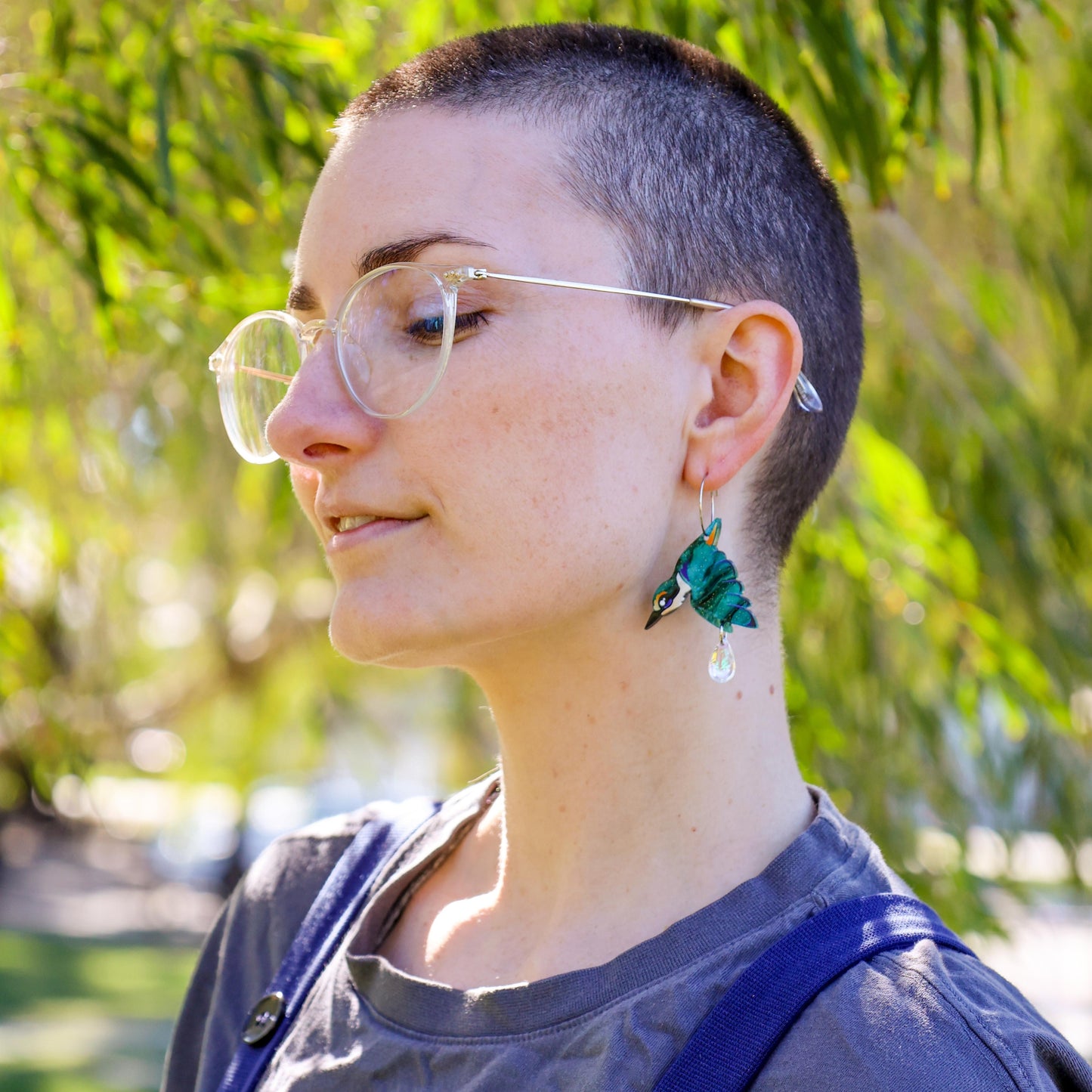 Sacred Kingfisher Hoops - Handmade Bird Earrings