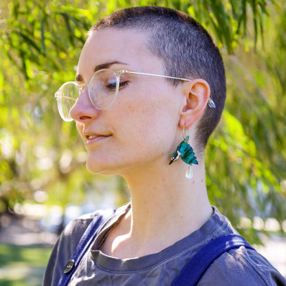 Sacred Kingfisher Hoops - Handmade Bird Earrings