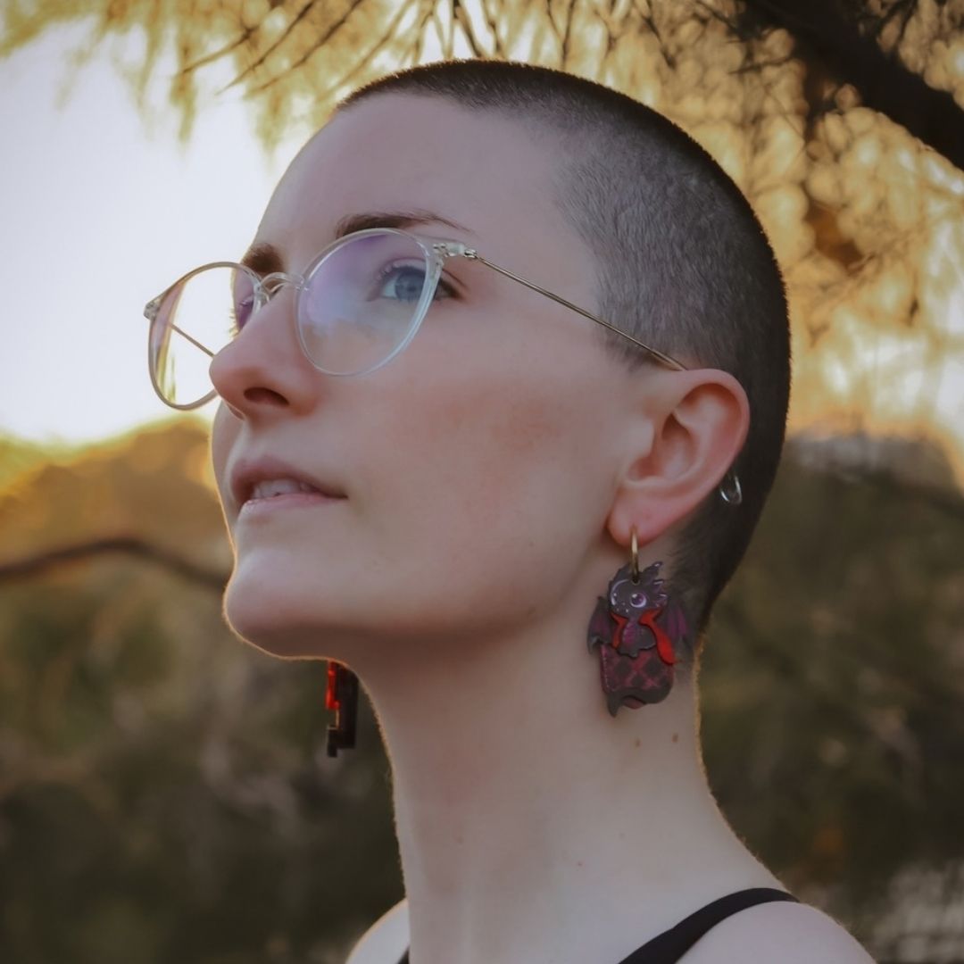LIMITED EDITION - 'The Dragon in Dracula's Pocket' Hoops - Acrylic Halloween Earrings