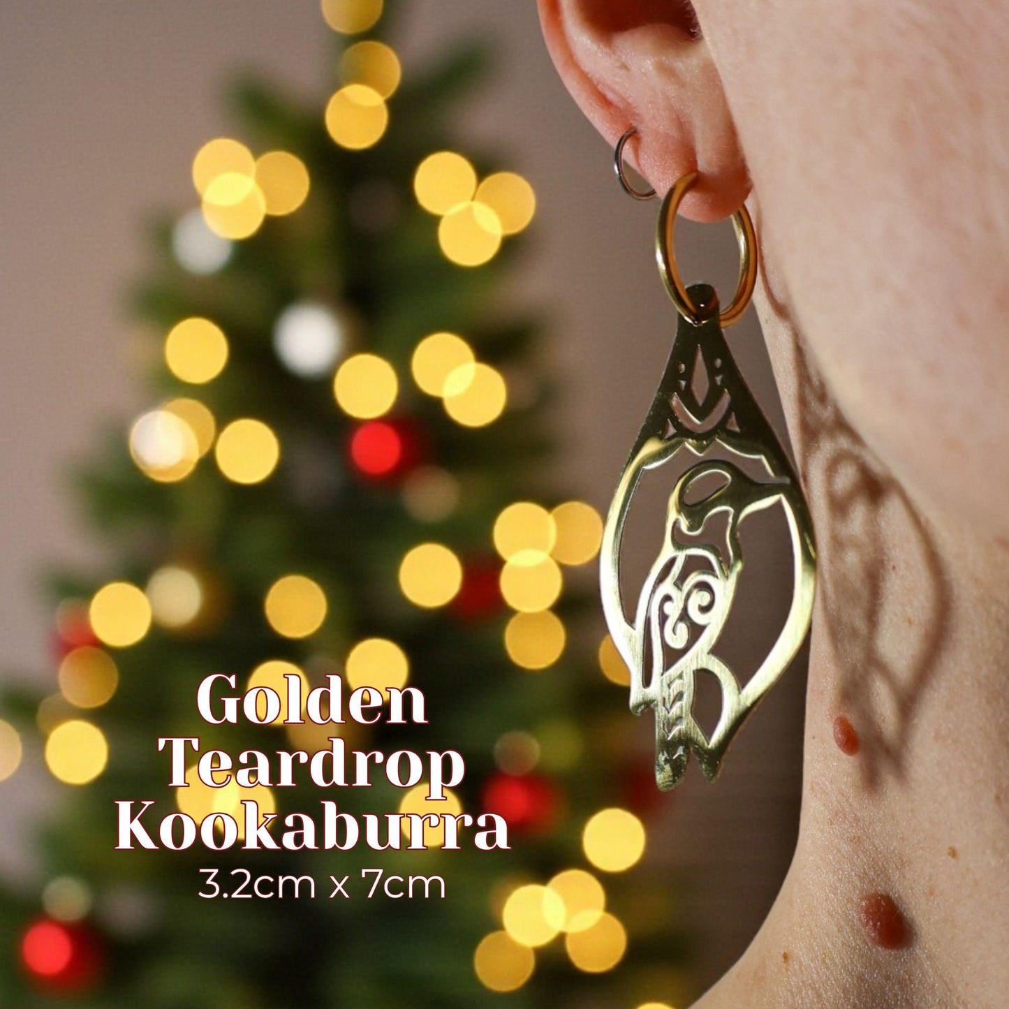 LIMITED EDITION: Golden Teardrop Kookaburra Hoop Earrings - 2025 Christmas Collection