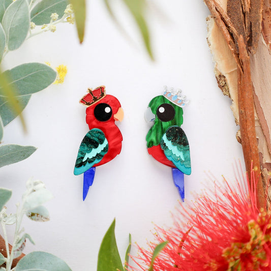 King Parrot Studs - Statement Bird Earrings
