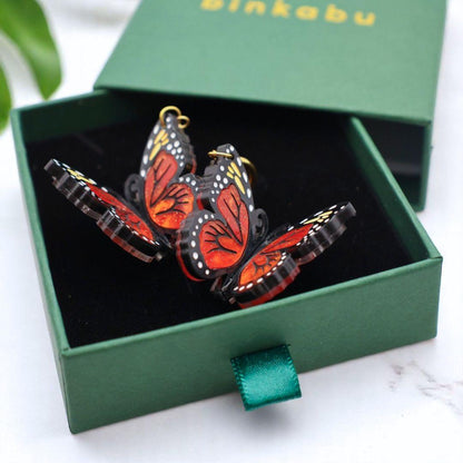 The Monarch - 3D Butterfly Hoop Earrings - Handmade Acrylic Jewellery