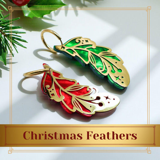 LIMITED EDITION: Mismatched Christmas Feathers - 2-in-1 Hoop Earrings - 2025 Christmas Collection
