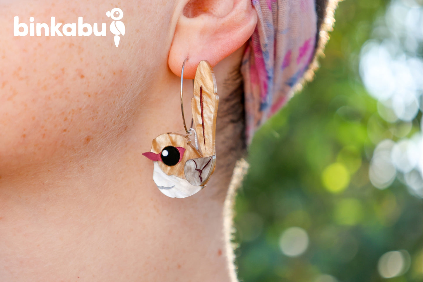 Superb Fairywren Hoop Earrings - Statement Bird Earrings
