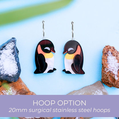 Emperor Penguin Studs - Statement Bird Earrings