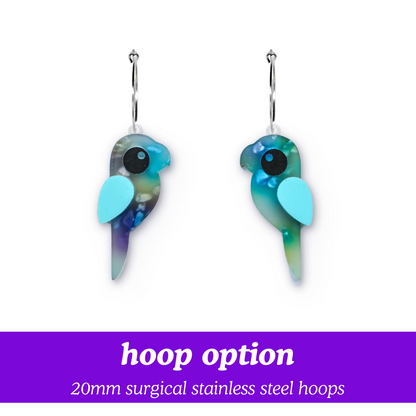 Party Parrots - Forest - Statement Acrylic Bird Earrings