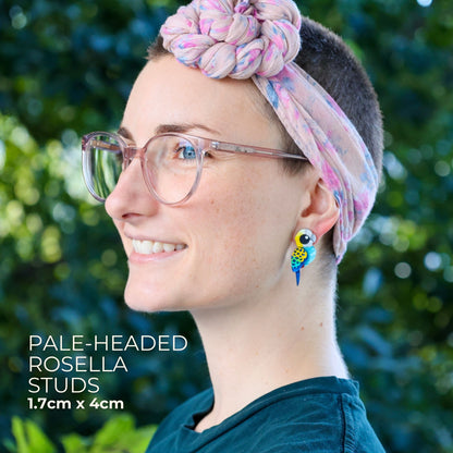 BINKABU Pale-Headed Rosella handmade acrylic bird earrings