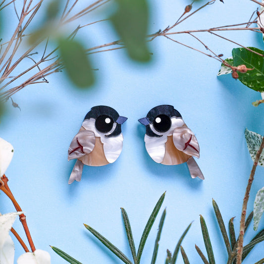 BINKABU - Black-capped Chickadee Stud Earrings - North American Songbirds