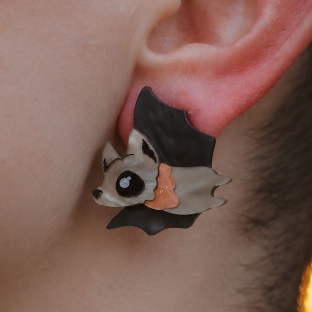LIMITED EDITION - Flying Fruit Bat Studs - Acrylic Halloween Earrings