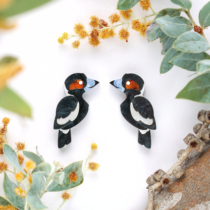 Magpie Studs - Statement Bird Earrings