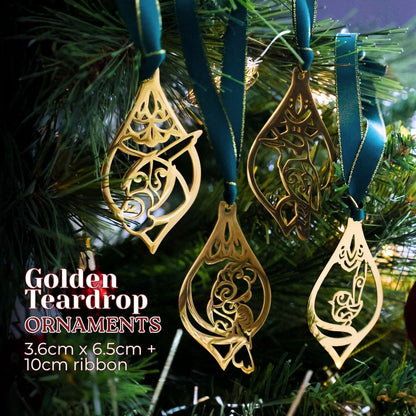 LIMITED EDITION: 4-PACK Golden Teardrop Ornaments - 2025 Christmas Collection