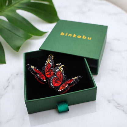 The Monarch - 3D Butterfly Hoop Earrings - Handmade Acrylic Jewellery