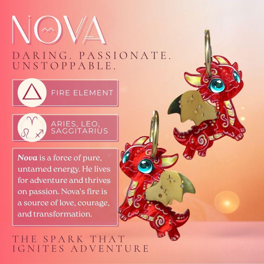 NOVA - 3D Dragon Earrings - Acrylic + 18k Gold-Plated Stainless Steel