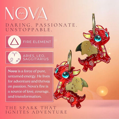 NOVA - 3D Dragon Earrings - Acrylic + 18k Gold-Plated Stainless Steel