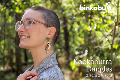 BINKABU kookaburra bird earrings