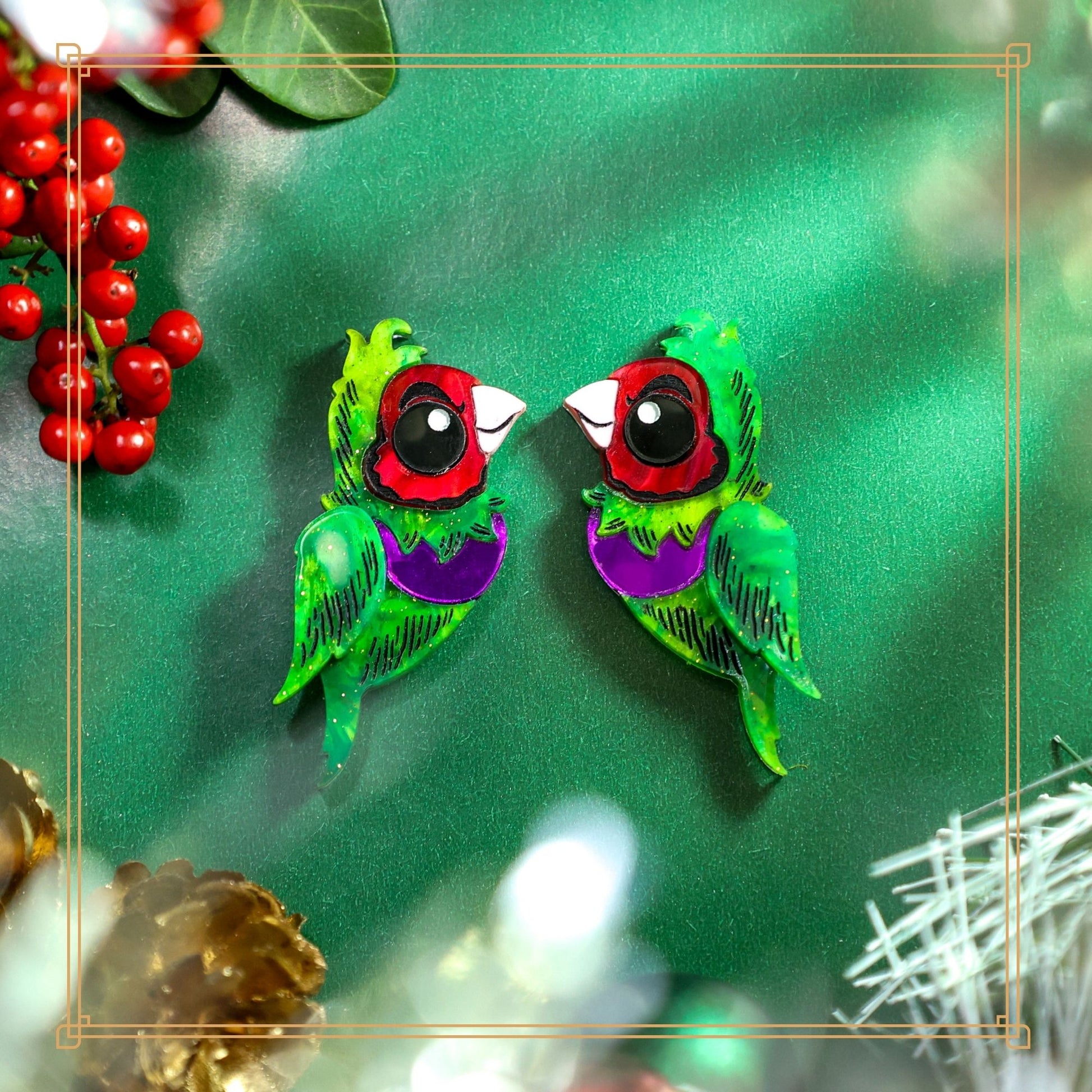 Gouldian Grinch - Stud Earrings