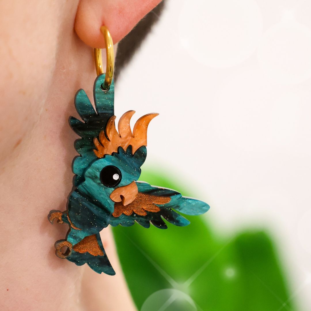 December 13 - Galactic Green Cockatoo Hoops - 2025 Advent Calendar PREORDER