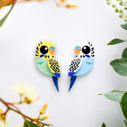 MISMATCHED Budgie Studs - Statement Acrylic Bird Earrings