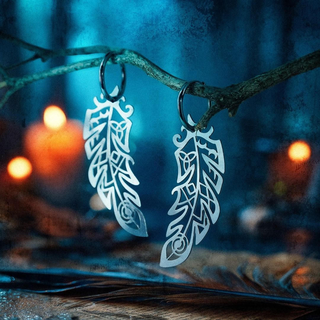 LIMITED EDITION: Death’s Raven Metal Feather Earrings - 2025 Halloween Collection