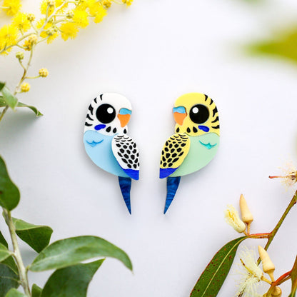 MISMATCHED Budgie Studs - Statement Acrylic Bird Earrings