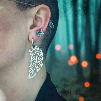 LIMITED EDITION: Death’s Raven Metal Feather Earrings - 2025 Halloween Collection