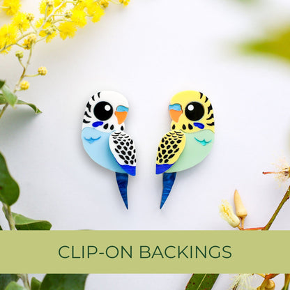 MISMATCHED Budgie Studs - Statement Acrylic Bird Earrings