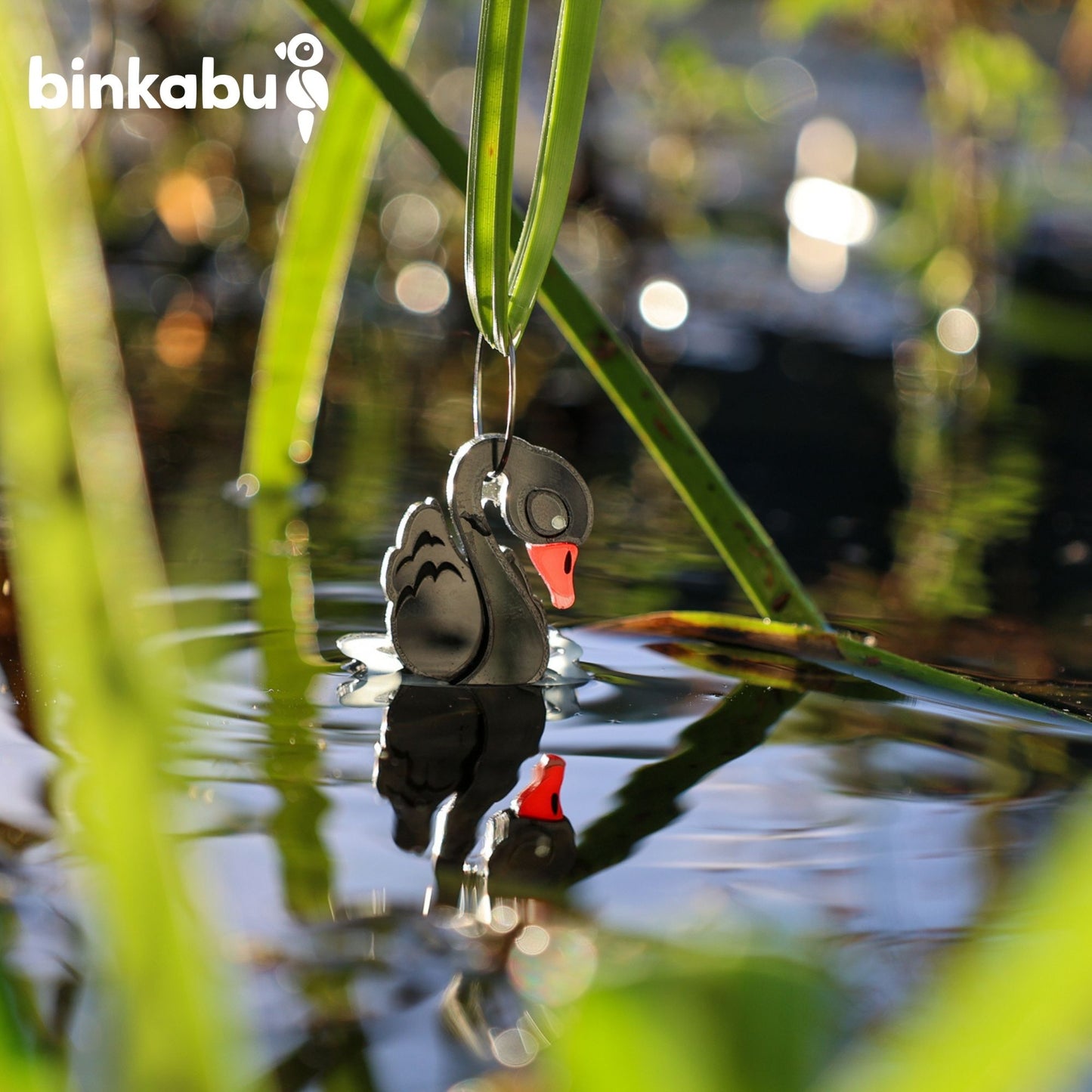 BINKABU Black Swan Handmade Acrylic Bird Earrings