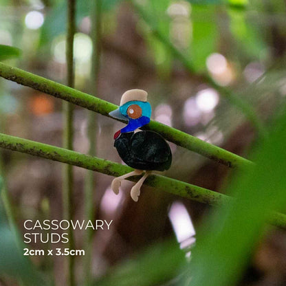 BINKABU Cassowary Studs handmade acrylic bird earrings