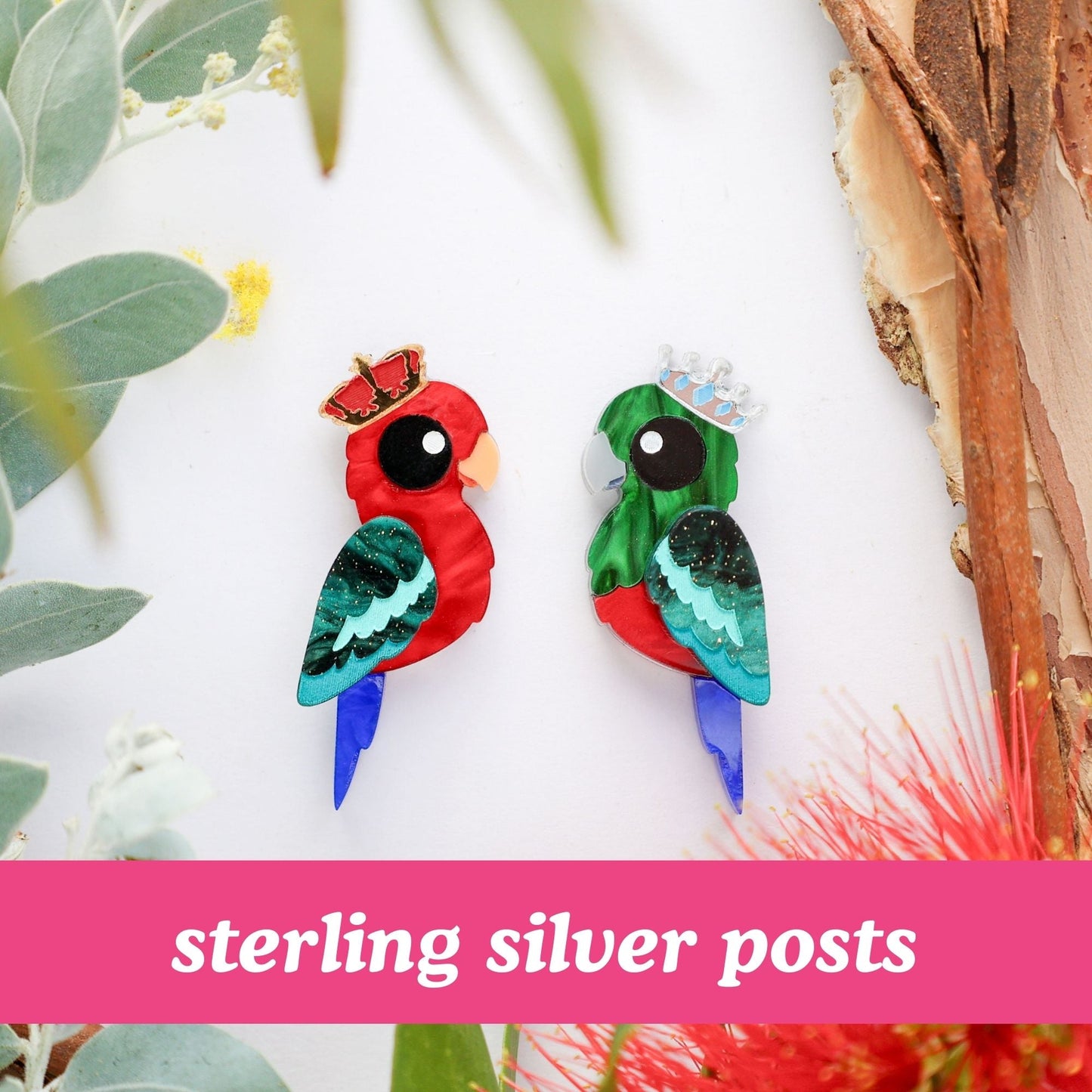 King Parrot Studs - Statement Bird Earrings