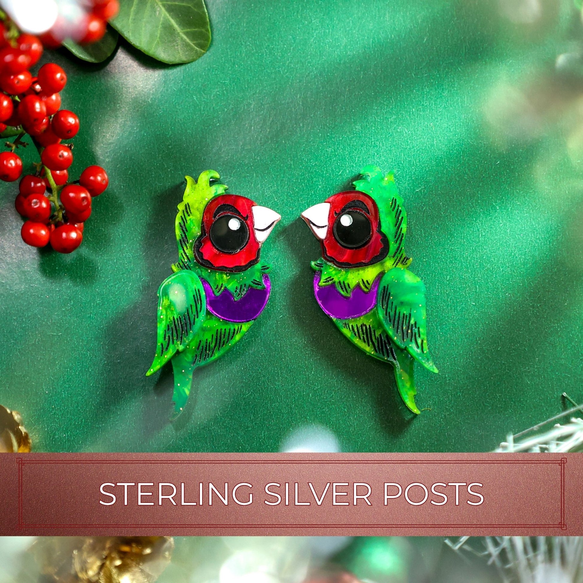 Gouldian Grinch - Stud Earrings