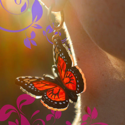 The Monarch - 3D Butterfly Hoop Earrings - Handmade Acrylic Jewellery