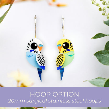 MISMATCHED Budgie Studs - Statement Acrylic Bird Earrings