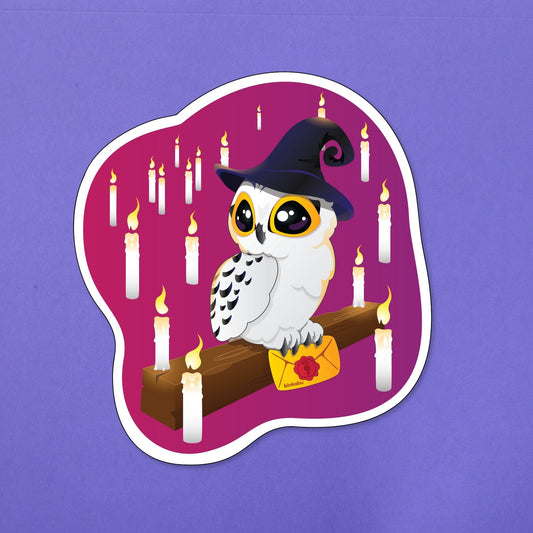 Gloss Vinyl Sticker - Snowy Owl Scene - Halloween Stickers