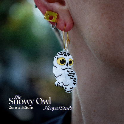Snowy Owl Studs - Statement Bird Earrings