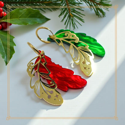 LIMITED EDITION: Mismatched Christmas Feathers - 2-in-1 Hoop Earrings - 2025 Christmas Collection