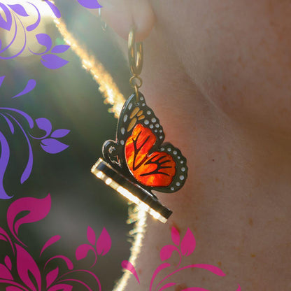 The Monarch - 3D Butterfly Hoop Earrings - Handmade Acrylic Jewellery