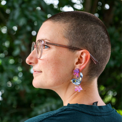 BINKABU Noisy Miner handmade acrylic bird earrings