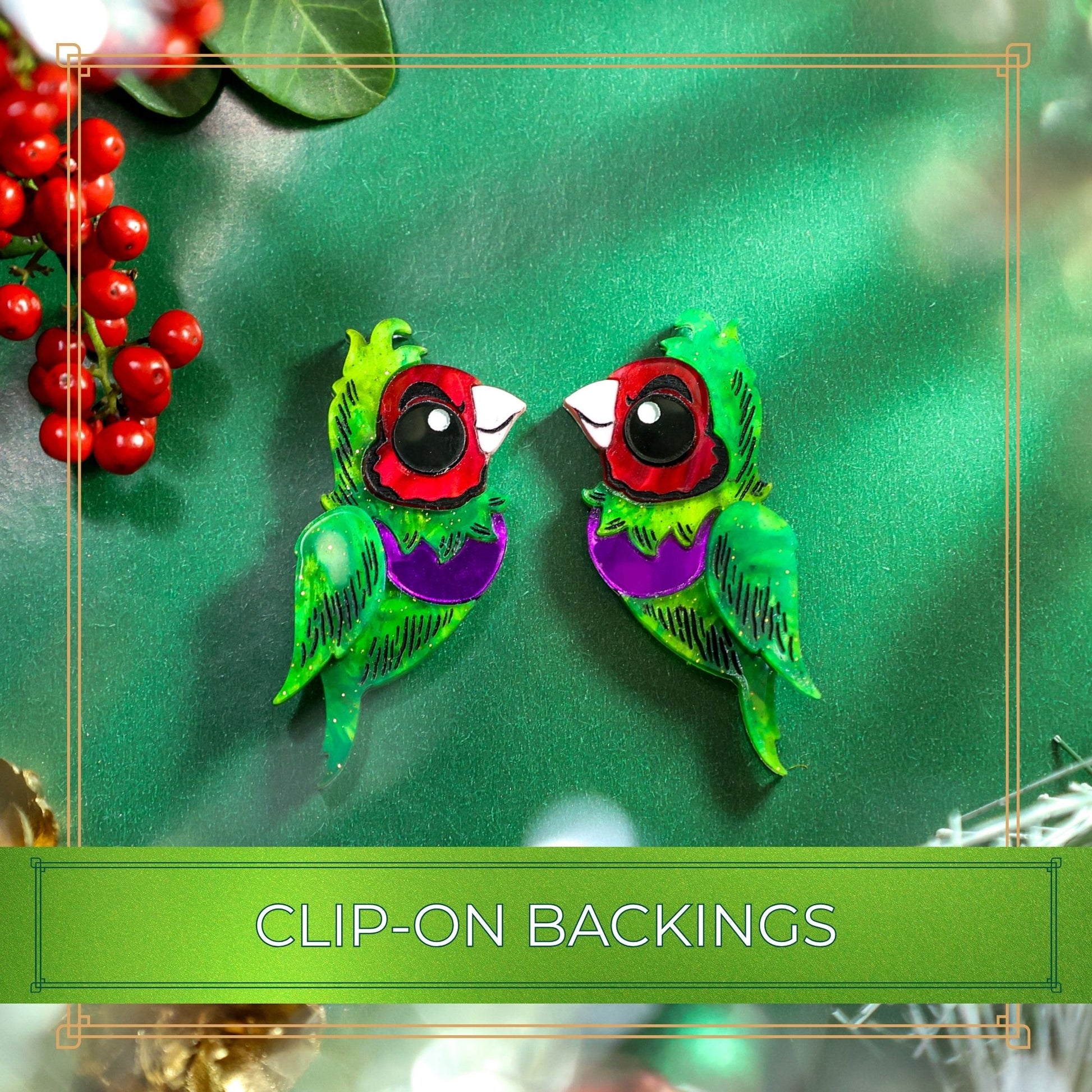 Gouldian Grinch - Stud Earrings