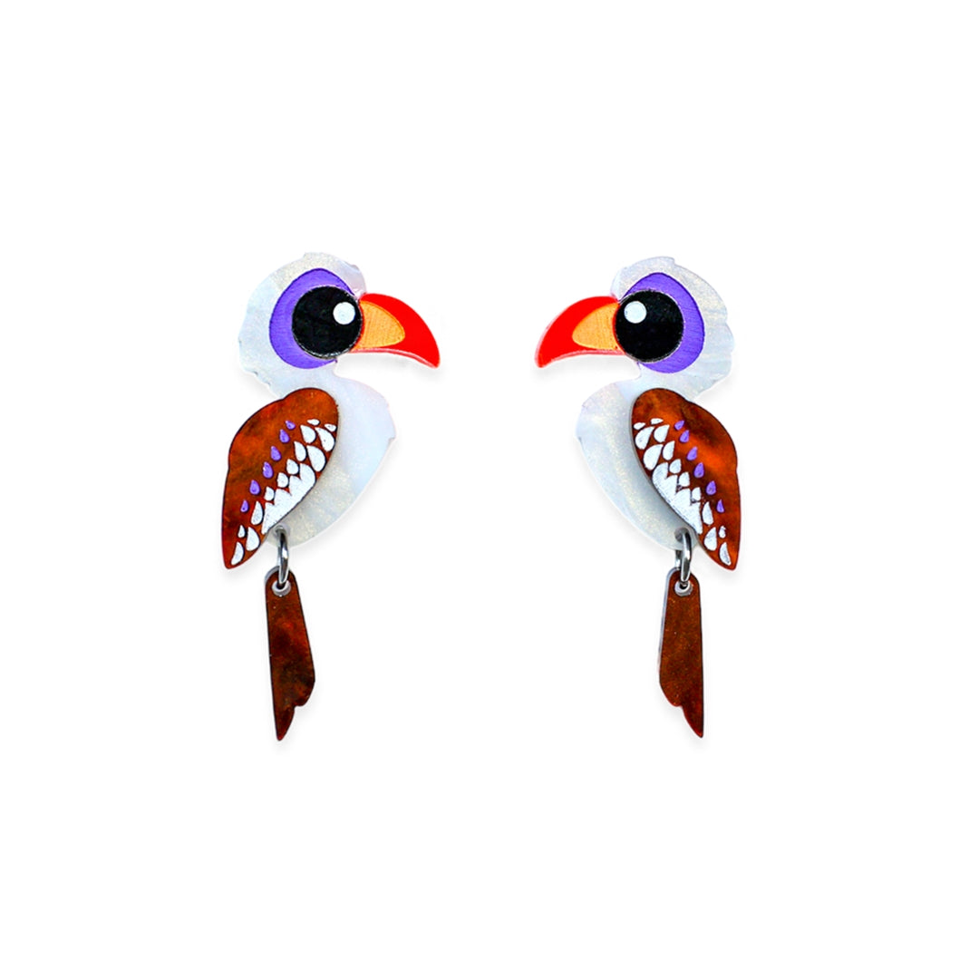 Red-Billed Hornbill Stud Earrings - Birds of Africa
