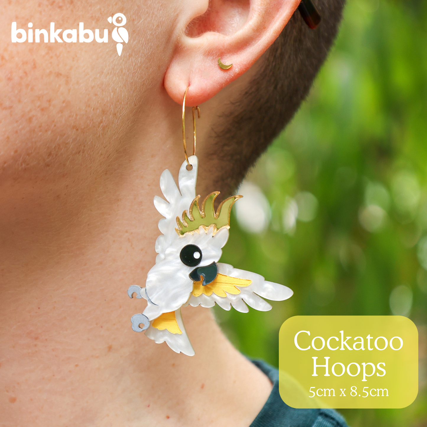 NEW Sulphur-Crested Cockatoo Hoops - Statement Bird Earrings