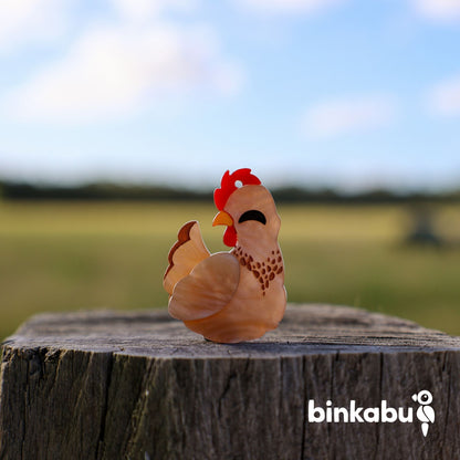 BINKABU Hen Chicken Handmade Acrylic Bird Earrings