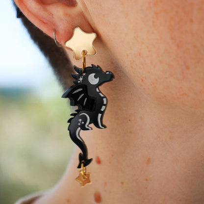 SPICE & DRAGONS - 3D ‘Cosmo’ Dangles - Handmade Acrylic Dragon Earrings