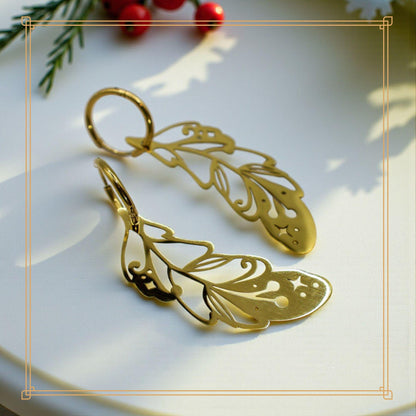 LIMITED EDITION: Mismatched Christmas Feathers - 2-in-1 Hoop Earrings - 2025 Christmas Collection