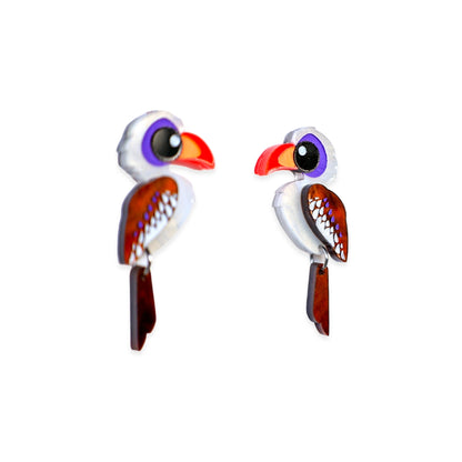 Red-Billed Hornbill Stud Earrings - Birds of Africa